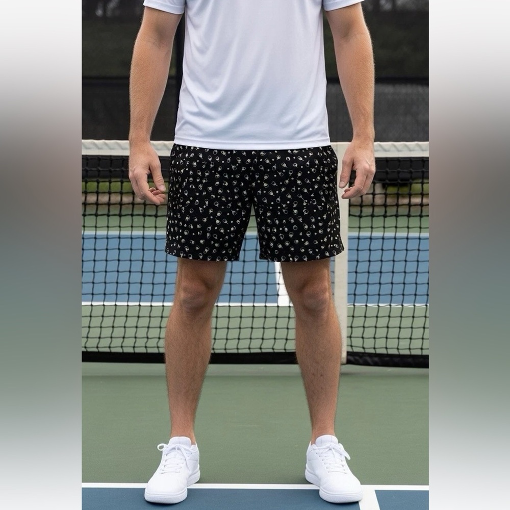 NWT Roundtree & Yorke Performance Men’s Black Pickleball Print Shorts Size 40